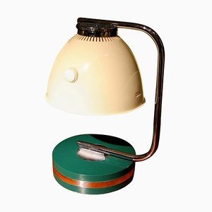 Italian Green Iron and Chrome Round Base Swivel Arm One Light Table Lamp, 1960s-AXE-1433467