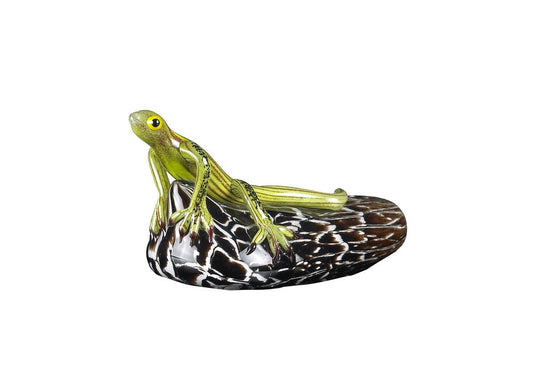 Italian Green Lizard on a Stone in Glass from VGnewtrend