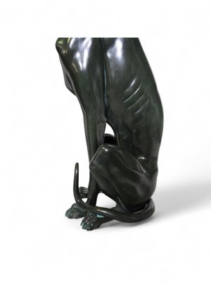 Italian Greyhound Statues in Green Patinated Bronze, 1950s, Set of 2-FDW-2039597