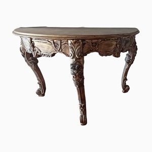 Italian Half Moon Three Carved Legs Console Table-TCS-1720579