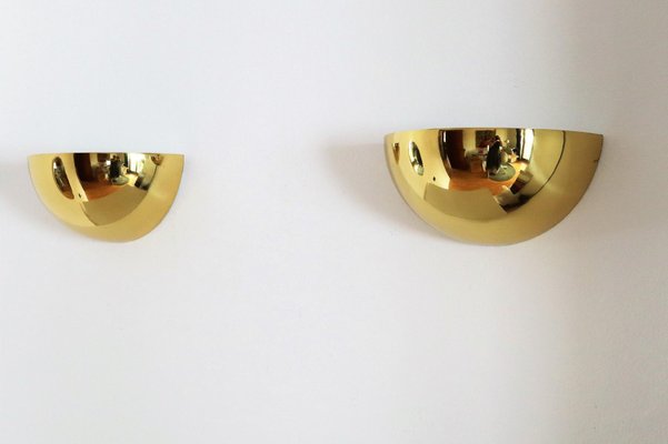 Italian Half Moon Wall Sconces in Brass, 1960s, Set of 2-VNE-997491