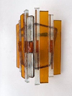 Italian Hammered Glass and Gilt Wrought Iron Sconces from Longobard, 1970s, Set of 2-FUE-1413835