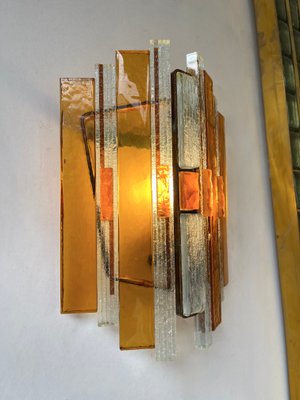 Italian Hammered Glass and Gilt Wrought Iron Sconces from Longobard, 1970s, Set of 2-FUE-1413835