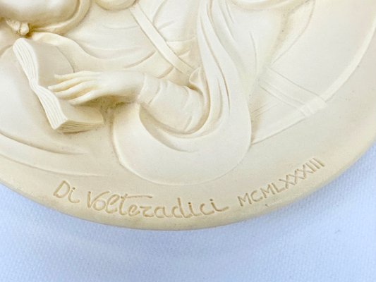 Italian Hand-Carved Alabaster Wall Plate by A. Santangela for Studio Dante Di Volteradici, 1983-ZCY-2023696