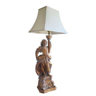 Italian Hand Carved Boy Pedestal Table Lamp-TCS-1720584