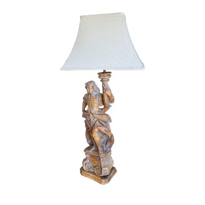 Italian Hand Carved Boy Pedestal Table Lamp-TCS-1720584