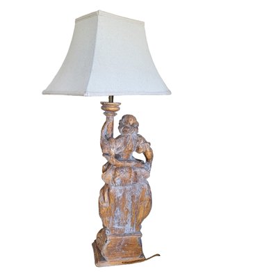 Italian Hand Carved Boy Pedestal Table Lamp-TCS-1720584