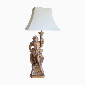 Italian Hand Carved Boy Pedestal Table Lamp-TCS-1720584