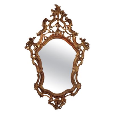 Italian Hand-Carved Gilded Rococo Mirror-FO-1297633