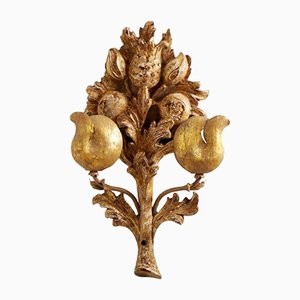 Italian Hand-Carved & Gilded Wooden Wall Relief Sconce-ESB-1376925