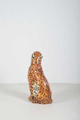 Italian Hand Painted Ceramic Leopard Sculpture, 1970s-VCR-2017598