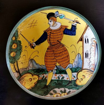 Italian Hand-Painted Ceramic Wall Plates from Deruta, Set of 3-QRS-1241011