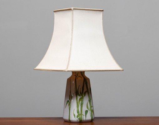 Italian Hand-Painted Glazed Ceramic Table Lamp with Bamboo Decor, 1960s-JE-1386022