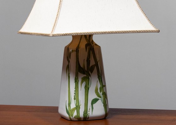 Italian Hand-Painted Glazed Ceramic Table Lamp with Bamboo Decor, 1960s-JE-1386022