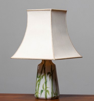 Italian Hand-Painted Glazed Ceramic Table Lamp with Bamboo Decor, 1960s-JE-1386022