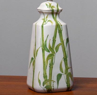 Italian Hand-Painted Glazed Ceramic Table Lamp with Bamboo Decor, 1960s-JE-1386022