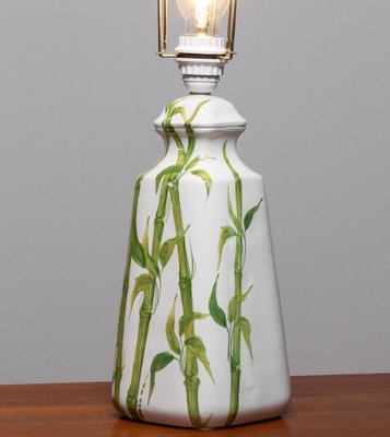 Italian Hand-Painted Glazed Ceramic Table Lamp with Bamboo Decor, 1960s-JE-1386022