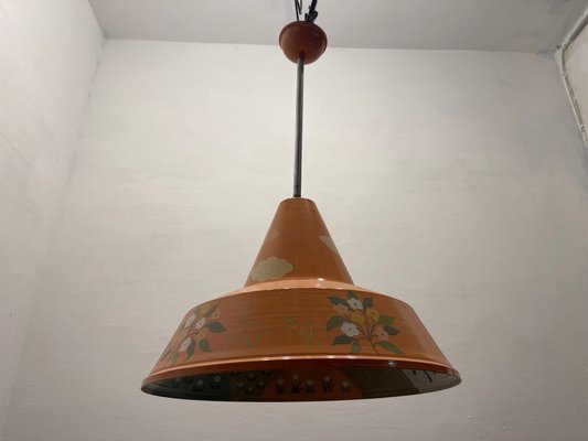 Italian Hand Painted Metal Light Pendants, 1980s, Set of 2-JJC-1776904