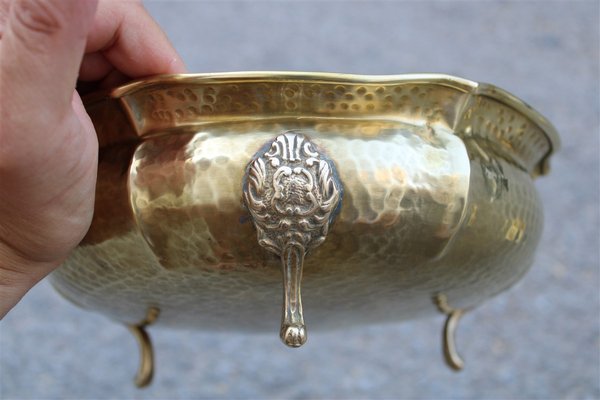 Italian Handmade Hammered Brass Bowl, 1970s-EH-703929