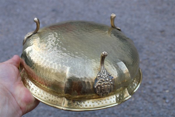 Italian Handmade Hammered Brass Bowl, 1970s-EH-703929