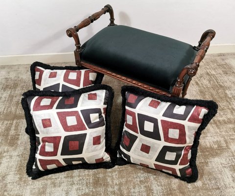 Italian Handmade Satin and Velvet Cushions, 1960s, Set of 3-QRS-712620