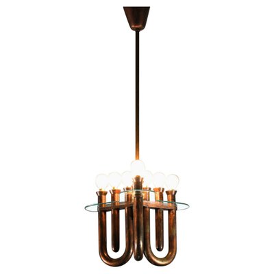 Italian Hanging Lamp in Bent Copper Tubes, 1950s-YU-1808234