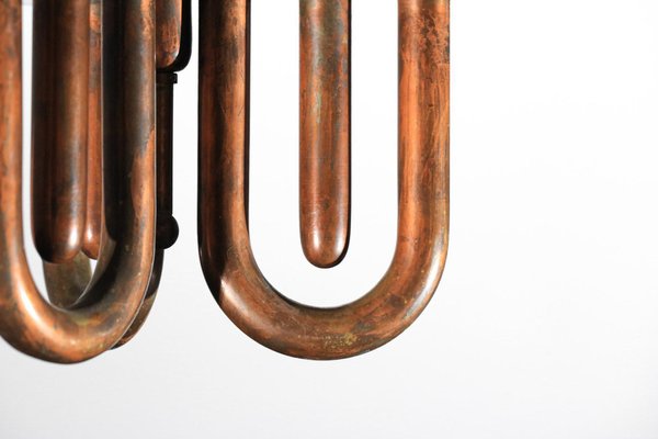 Italian Hanging Lamp in Bent Copper Tubes, 1950s-YU-1808234