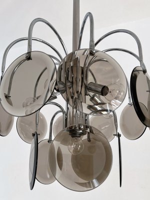 Italian Hanging Lamp with Chrome Frame & Sanded Murano Glass Panes, 1970s-VNE-1393484