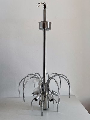 Italian Hanging Lamp with Chrome Frame & Sanded Murano Glass Panes, 1970s-VNE-1393484