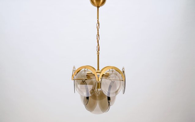 Italian Hanging Lamp with Smoked Glass Panes, 1960s-KQB-1173609