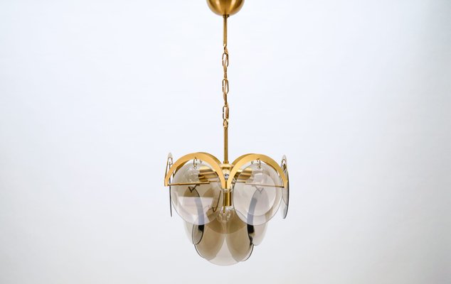 Italian Hanging Lamp with Smoked Glass Panes, 1960s-KQB-1173609