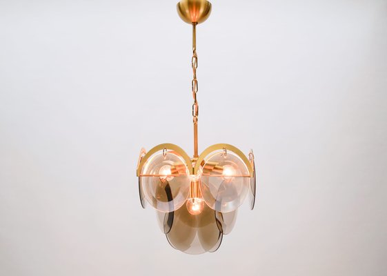 Italian Hanging Lamp with Smoked Glass Panes, 1960s-KQB-1173609