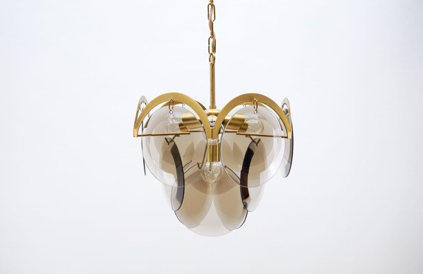 Italian Hanging Lamp with Smoked Glass Panes, 1960s-KQB-1173609