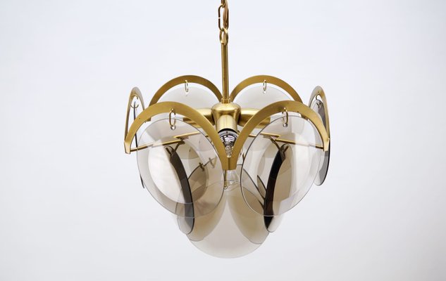 Italian Hanging Lamp with Smoked Glass Panes, 1960s-KQB-1173609