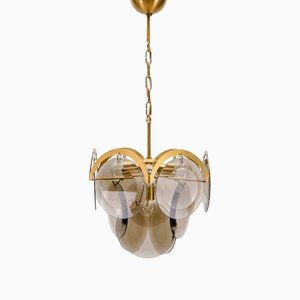 Italian Hanging Lamp with Smoked Glass Panes, 1960s-KQB-1173609