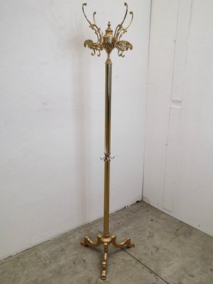 Italian Hollywood Regency Brass Floor Coat Rack, 1980s-EUP-781924