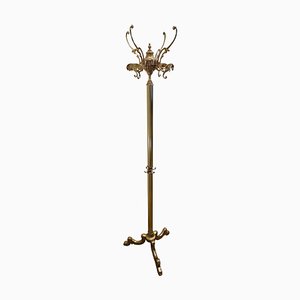 Italian Hollywood Regency Brass Floor Coat Rack, 1980s-EUP-781924