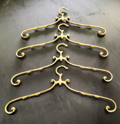 Italian Hollywood Regency Solid Brass Coat Hangers, 1980s, Set of 4-EUP-781832