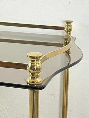 Italian Hollywood Regency Style Bar Trolley in Brass and Smoked Glass Tops, 1960s-YST-2035612