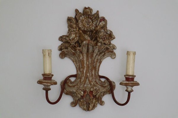 Italian Hollywood Regency Wall Lamp in Giltwood-ESB-1376892