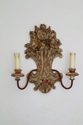 Italian Hollywood Regency Wall Lamp in Giltwood-ESB-1376892