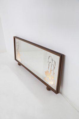 Italian Illuminated Wooden Mirror with Flowers, 1930s-RCE-1420573