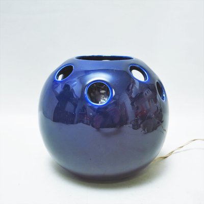 Italian Indigo Ceramic Lamp, 1960s-MA-1153080