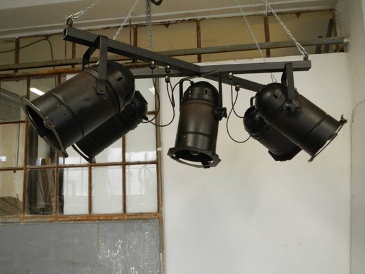 Italian Industrial 5-Light Ceiling Lamp, 1970s-WWQ-593577