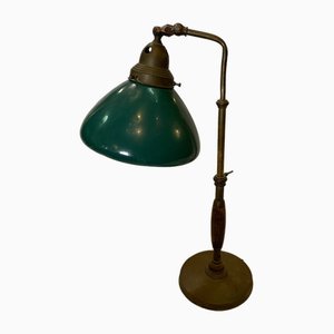 Italian Industrial Beech and Brass Table Lamp, 1930s-NUO-1784118