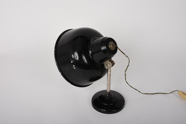 Italian Industrial Black Enameled Metal Adjustable Desk Lamp, 1940s-JDR-1125589