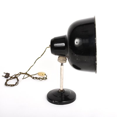 Italian Industrial Black Enameled Metal Adjustable Desk Lamp, 1940s-JDR-1125589