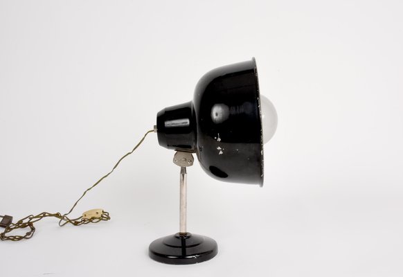 Italian Industrial Black Enameled Metal Adjustable Desk Lamp, 1940s-JDR-1125589