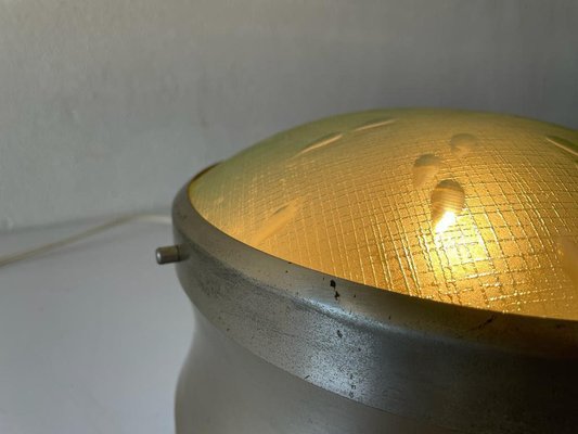 Italian Industrial Flush Mount Light in Green Glass, 1960s-RDS-1316646