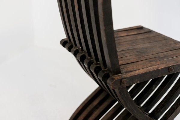 Italian Inlaid Wood Foldable Chair, 1930s-RCE-1398345